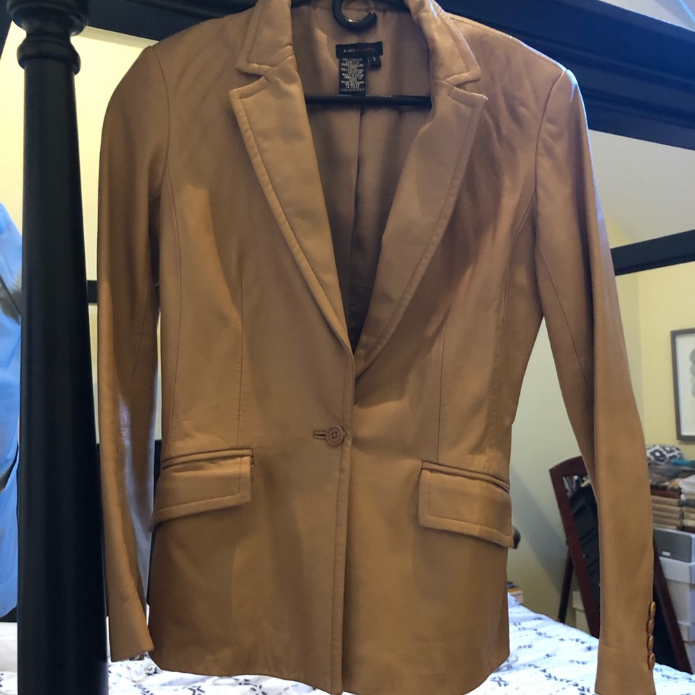 BCBG tan leather jacket